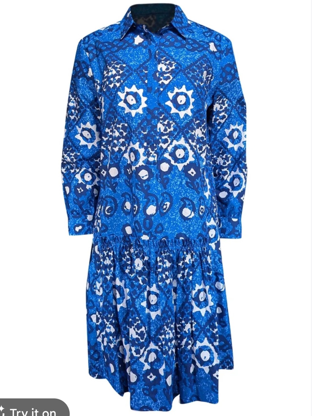 SALONI Blue Floral Tiered Ruffle Mini Dress, Size 4, EUC
